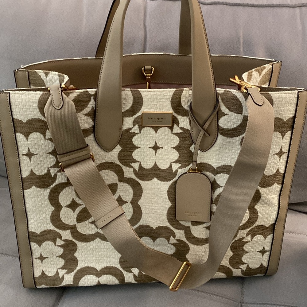 Spade Flower Monogram Manhattan Chenille Large Tote